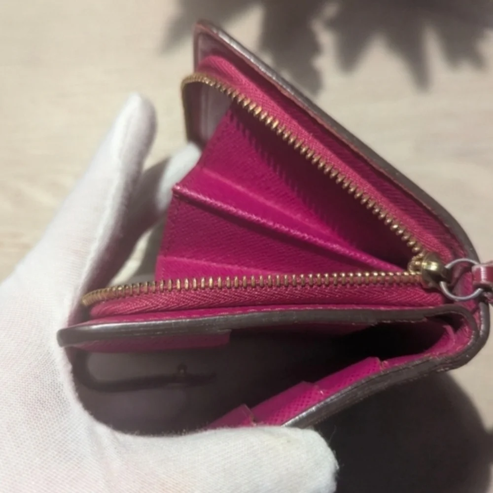 Louis Vuitton Perforated Metallic Brown Wallet with Magenta Interior
